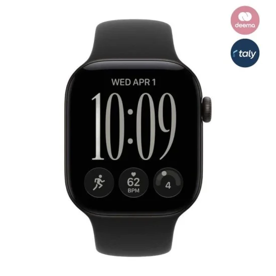 Apple Watch Series 12 GPS + Cellular 46mm Black Aluminium Case with Black Sport Band - M/L